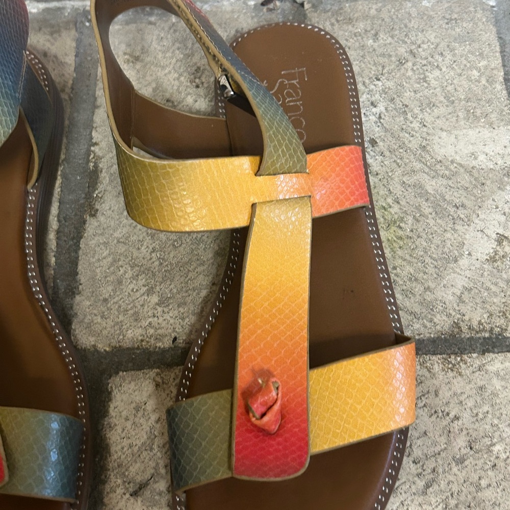 Franco Sarto Women's Multicolor Leather Strappy Sandals - Picture 5 of 6